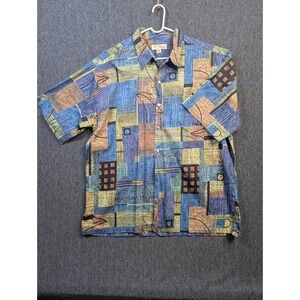 Tori Richard Mens 2XL Cotton Lawn Abstract Geometric Aloha Shirt Made in Hawaii